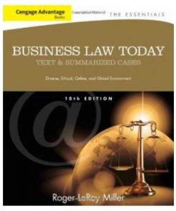 Business Law Today The Essentials, 10th Edition Test Bank – Roger L. Miller