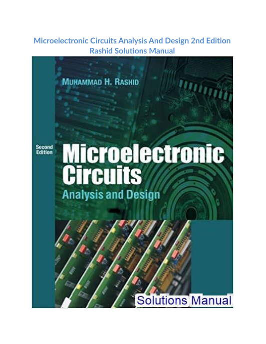 Microelectronic Circuits Analysis And Design 2nd Edition Rashid Solutions Manual