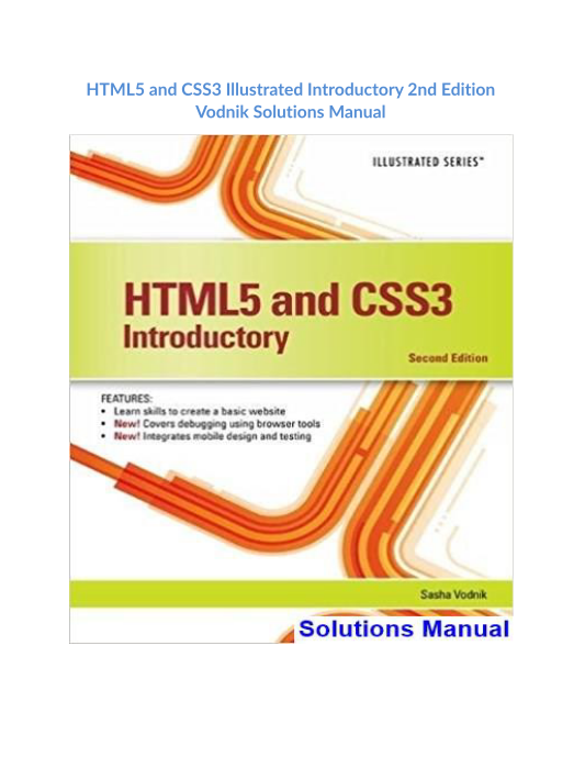 HTML5 and CSS3 Illustrated Introductory 2nd Edition Vodnik Solutions Manual