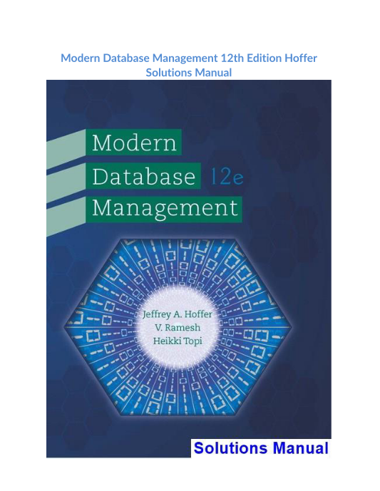 Modern Database Management 12th Edition Hoffer Solutions Manual