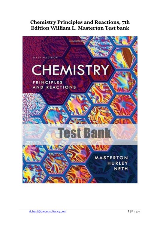 Chemistry Principles and Reactions, 7th Edition William L Masterton Test bank