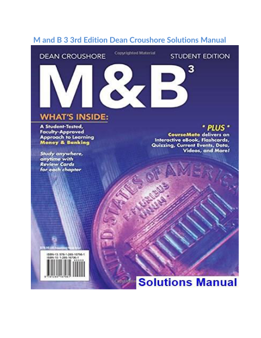 M and B 3 3rd Edition Dean Croushore Solutions Manual