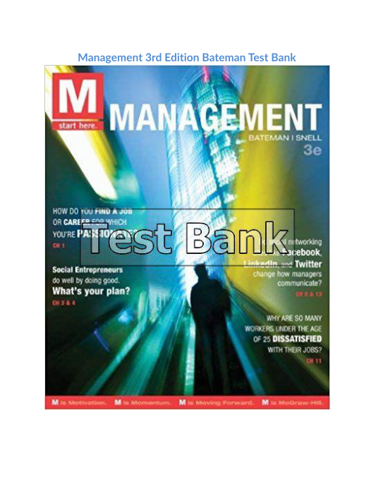 Management 3rd Edition Bateman Test Bank