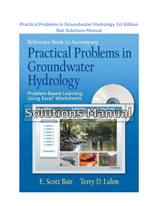 Practical Problems in Groundwater Hydrology 1st Edition Bair Solutions Manual