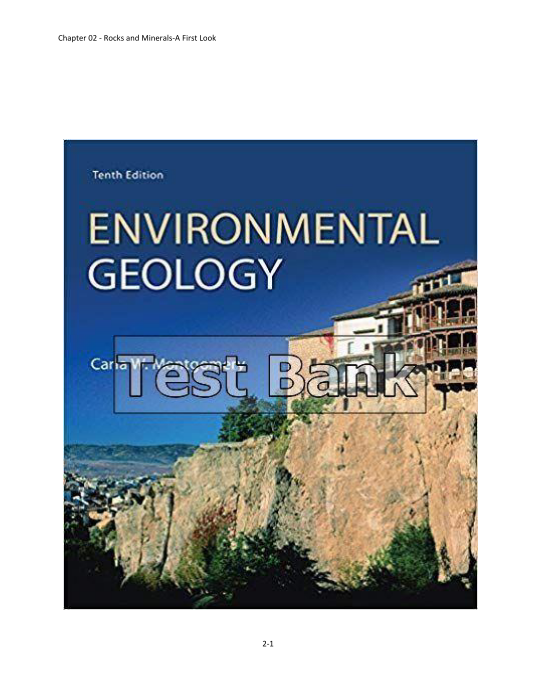 Environmental Geology 10th Edition Montgomery Test Bank1