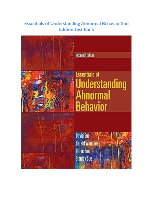 Essentials of Understanding Abnormal Behavior 2nd Edition 