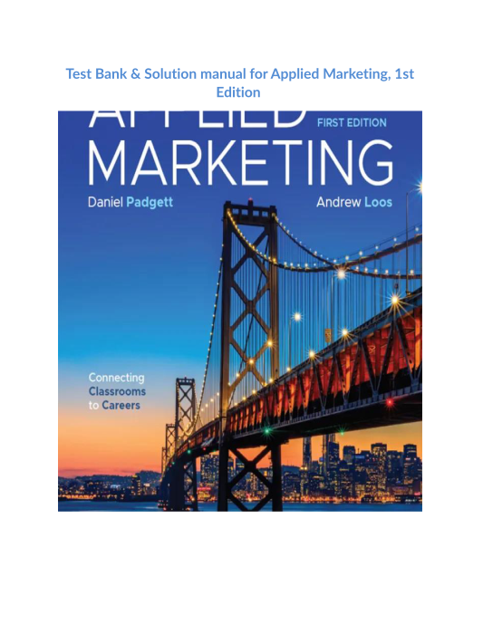 Test Bank & Solution manual for Applied Marketing, 1st Edition 