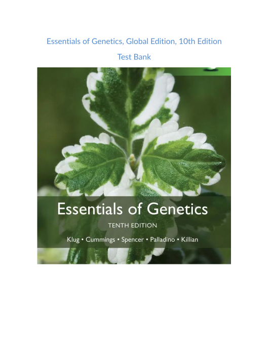 Test Bank and Solution Manual for Essentials of Genetics Global Edition 10th Edition