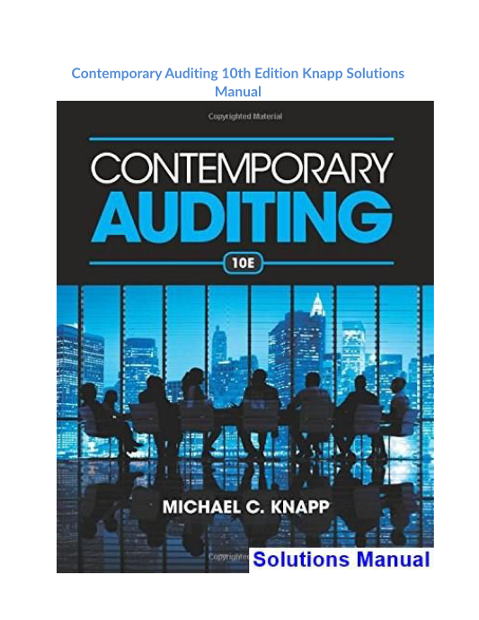 Contemporary Auditing 10th Edition Knapp Solutions Manual