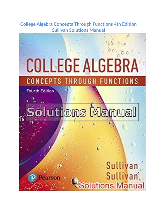 College Algebra Concepts Through Functions 4th Edition Sullivan Solutions Manual