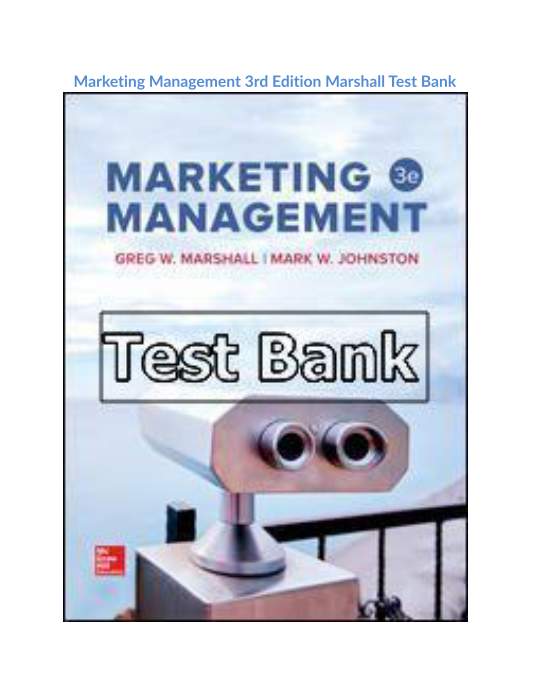 Marketing Management 3rd Edition Marshall Test Bank