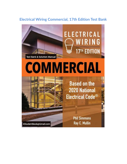 Electrical Wiring Commercial, 17th Edition Test Bank