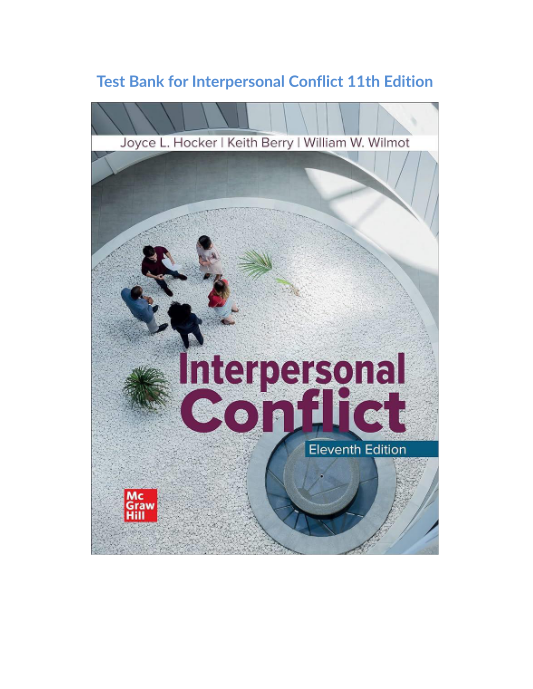 Test Bank for Interpersonal Conflict 11th Edition