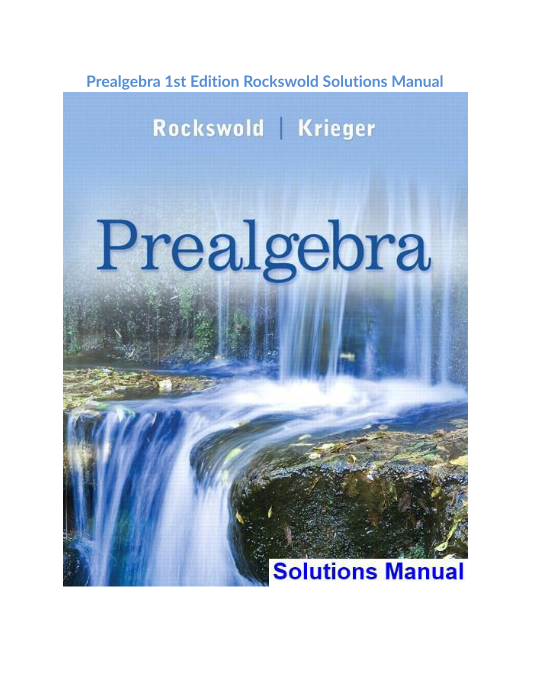 Prealgebra 1st Edition Rockswold Solutions Manual