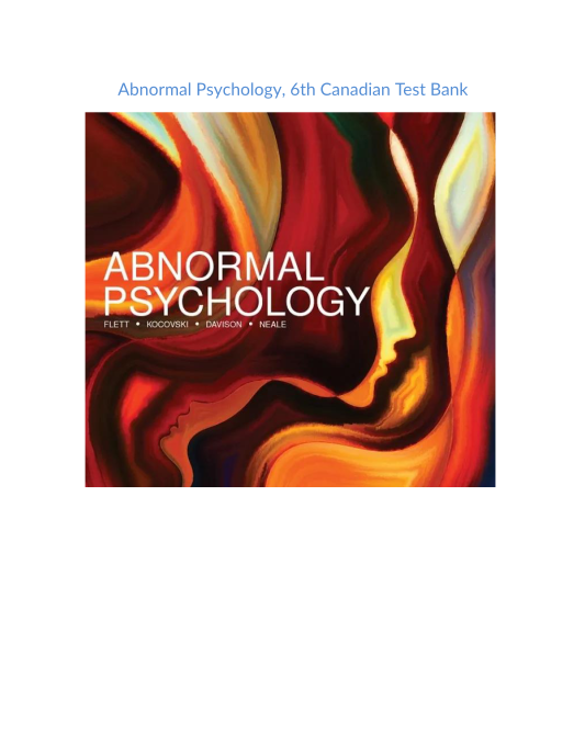 Test Bank and Solution Manual for Abnormal Psychology 6th Canadian