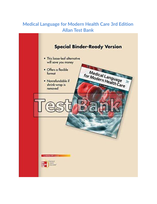 Medical Language for Modern Health Care 3rd Edition Allan Test Bank