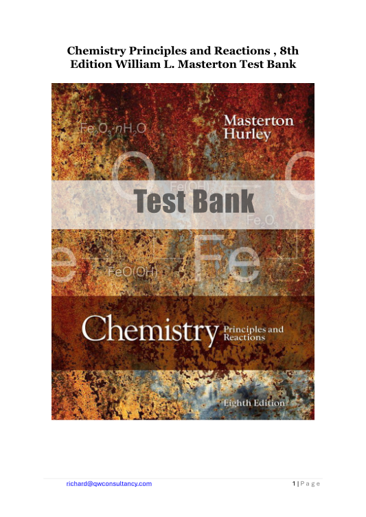 Chemistry Principles and Reactions , 8th Edition William L Masterton Test Bank