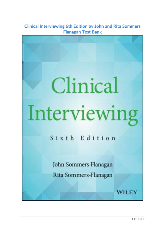 Clinical Interviewing 6th Edition by John and Rita Sommers Flanagan Test Bank