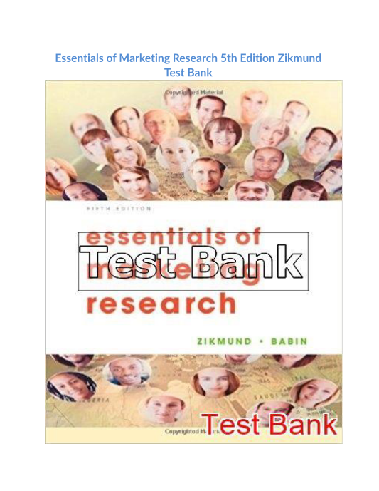 Essentials of Marketing Research 5th Edition Zikmund Test Bank