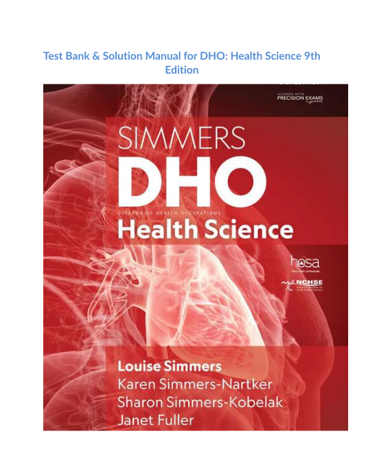 Test Bank & Solution Manual for DHO Health Science 9th Edition