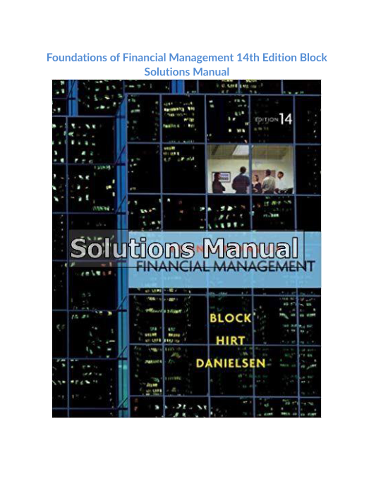 Foundations of Financial Management 14th Edition Block Solutions Manual