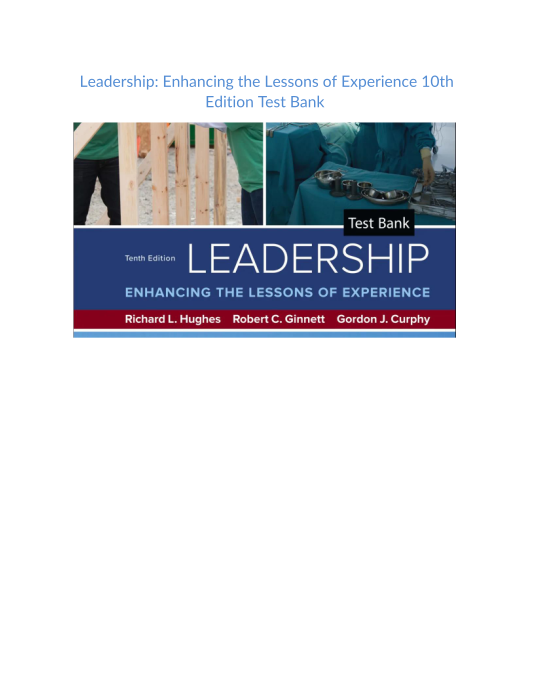 Test Bank and Solution Manual for Leadership Enhancing the Lessons of Experience 10th Edition