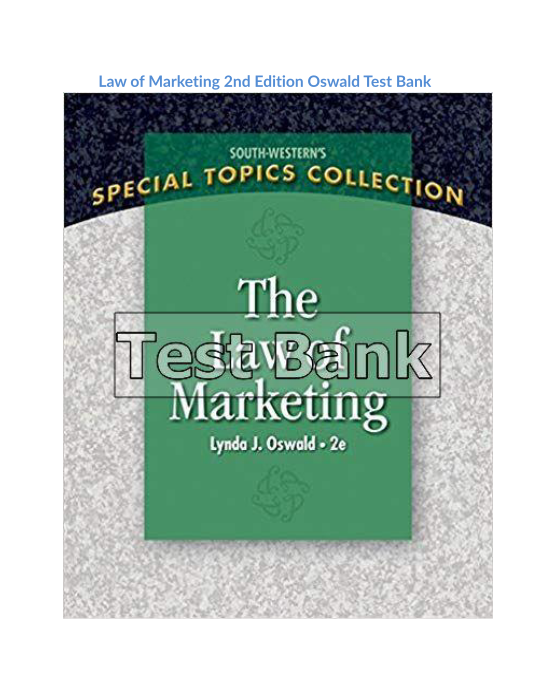 Law of Marketing 2nd Edition Oswald Test Bank