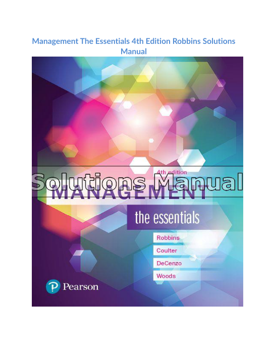 Management The Essentials 4th Edition Robbins Solutions Manual