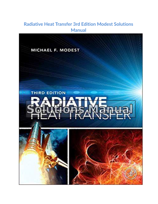 Radiative Heat Transfer 3rd Edition Modest Solutions Manual