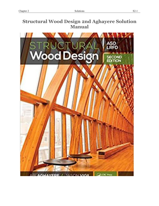 Structural Wood Design 2nd Aghayere Solution Manual