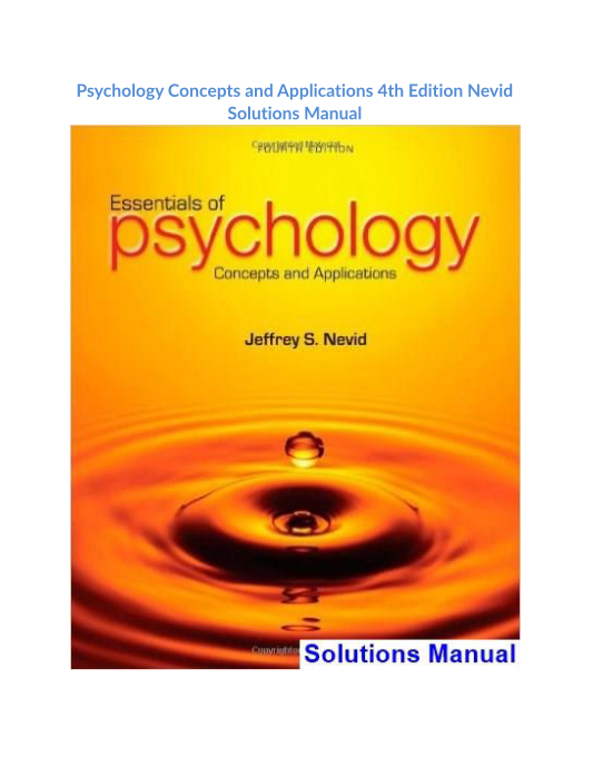 Psychology Concepts and Applications 4th Edition Nevid Solutions Manual