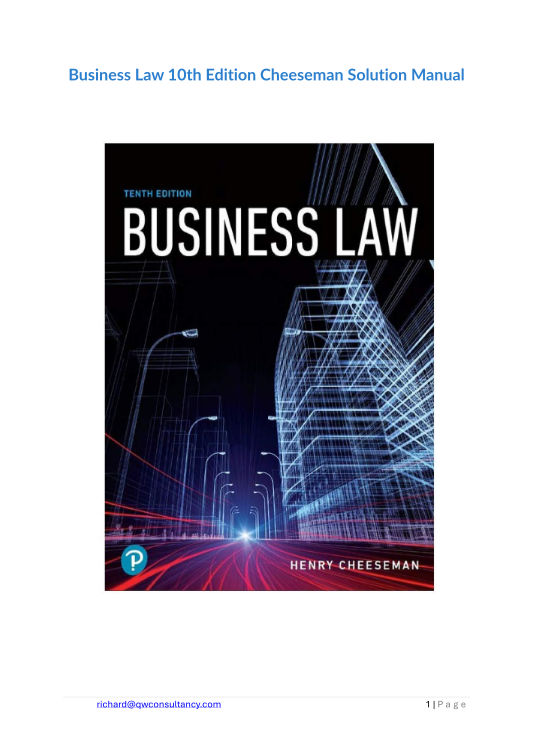 Business Law 10th Edition Cheeseman Solution Manual