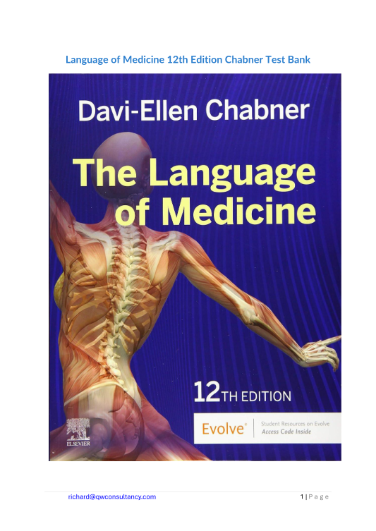 Language of Medicine 12th Edition Chabner Test Bank