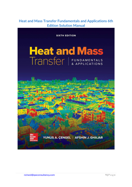 Heat and Mass Transfer Fundamentals and Applications 6th Edition Test Bank