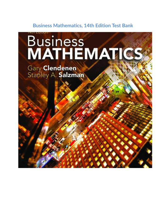 Business Mathematics, 14th Edition Test Bank