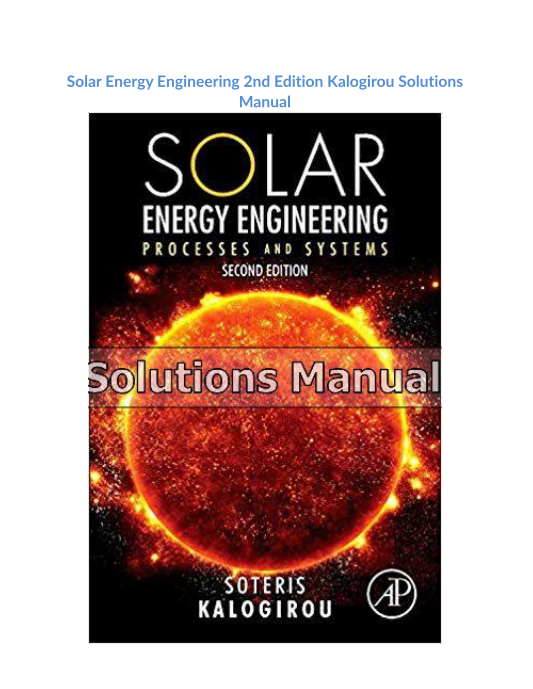 Solar Energy Engineering 2nd Edition Kalogirou Solutions Manual