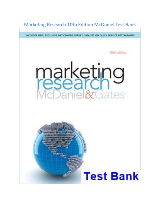 Marketing Research 10th Edition McDaniel Test Bank