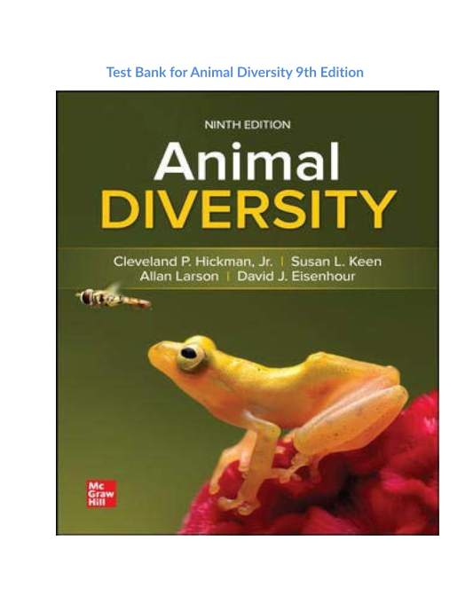 Test Bank for Animal Diversity 9th Edition