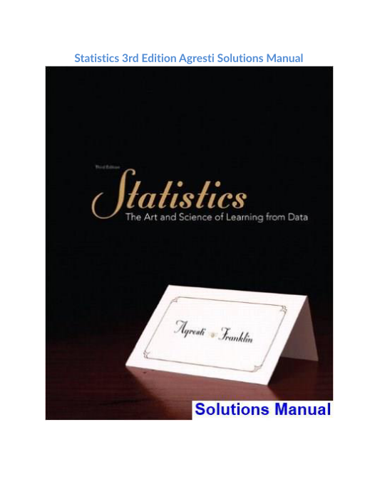 Statistics 3rd Edition Agresti Solutions Manual