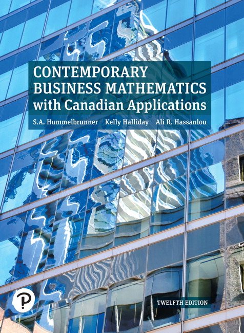 Contemporary Business Mathematics with Canadian Applications Plus MyLab Mathematics with Pearson eText -- Access Card Package, 12E Sieg A. Hummelbrunner